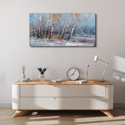 Autumn birches by the river Canvas print
