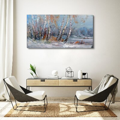 Autumn birches by the river Canvas print