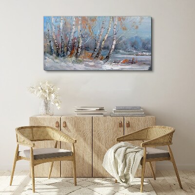 Autumn birches by the river Canvas print