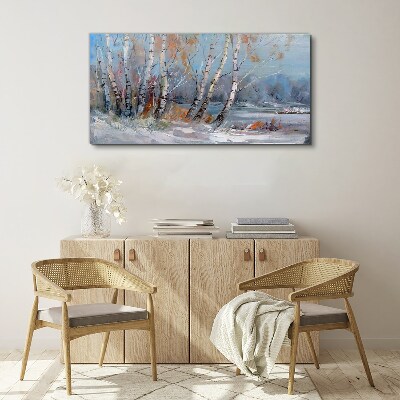 Painting forest tree winter Canvas print