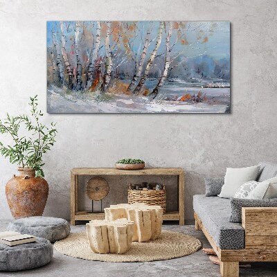 Autumn birches by the river Canvas print
