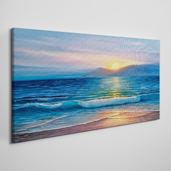 Sunset over the calm sea Canvas print