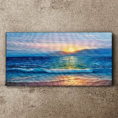 Sunset over the calm sea Canvas print
