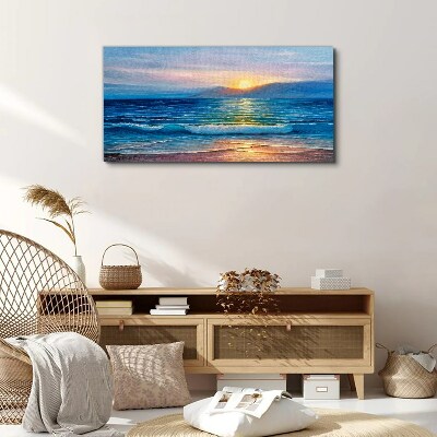 Sunset over the calm sea Canvas print