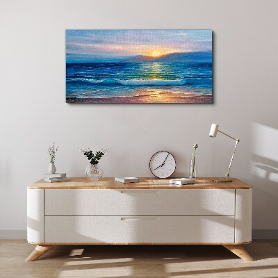 Sunset over the calm sea Canvas print