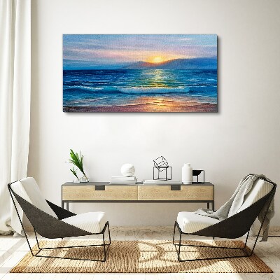 Sunset over the calm sea Canvas print