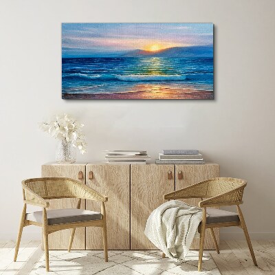 Sunset over the calm sea Canvas print