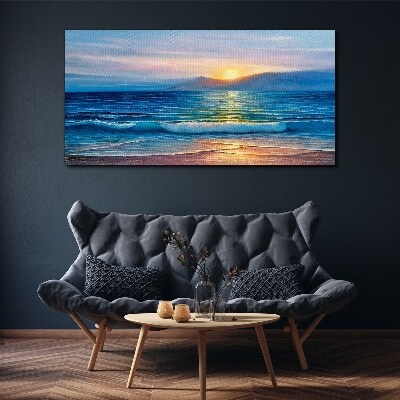 Sunset over the calm sea Canvas print