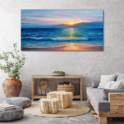 Sunset over the calm sea Canvas print