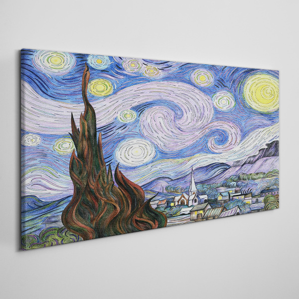 Starry night over the town Canvas print