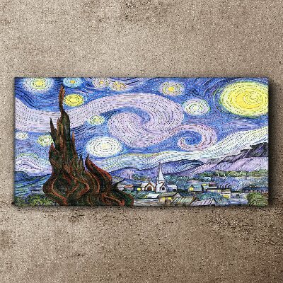 Starry night over the town Canvas print