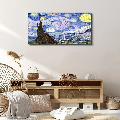 Starry night over the town Canvas print