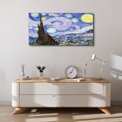 Starry night over the town Canvas print