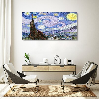 Starry night over the town Canvas print