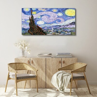 Starry night over the town Canvas print