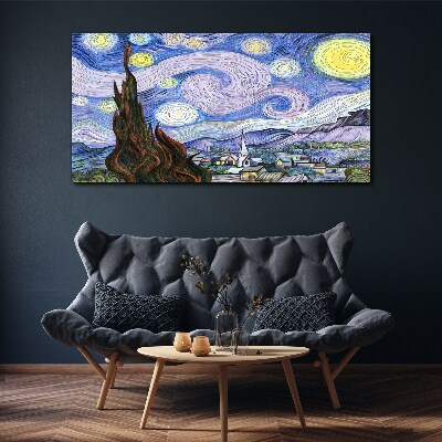 Starry night over the town Canvas print