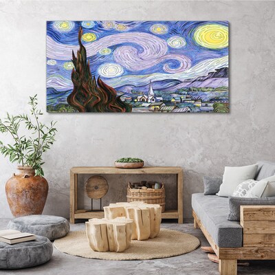 Starry night over the town Canvas print