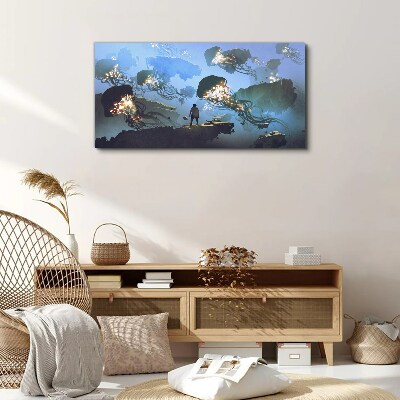 Underwater journey in the light of jellyfish Canvas print