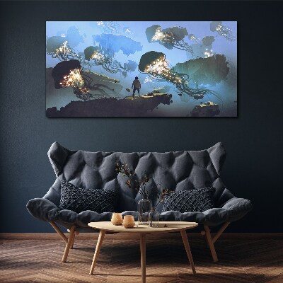 Underwater journey in the light of jellyfish Canvas print