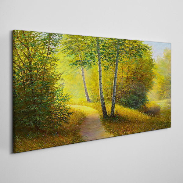Painting tree forest path Canvas print