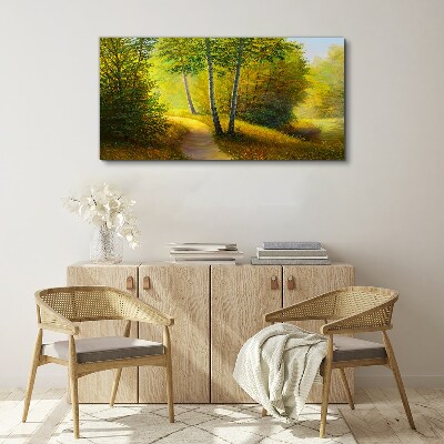 Golden forest in the sunlight Canvas print