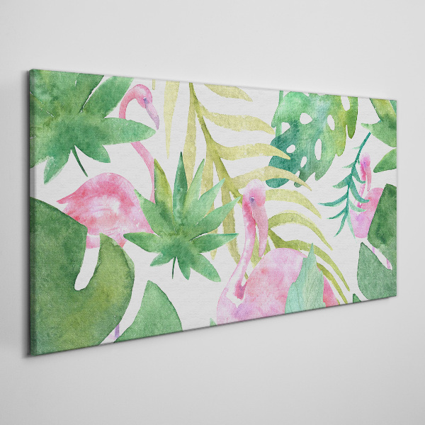 Happy flamingos in the tropical jungle Canvas print