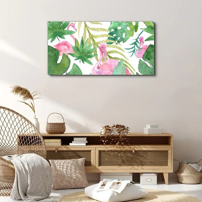 Happy flamingos in the tropical jungle Canvas print