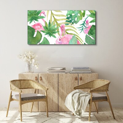 Happy flamingos in the tropical jungle Canvas print