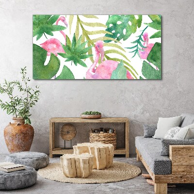 Happy flamingos in the tropical jungle Canvas print