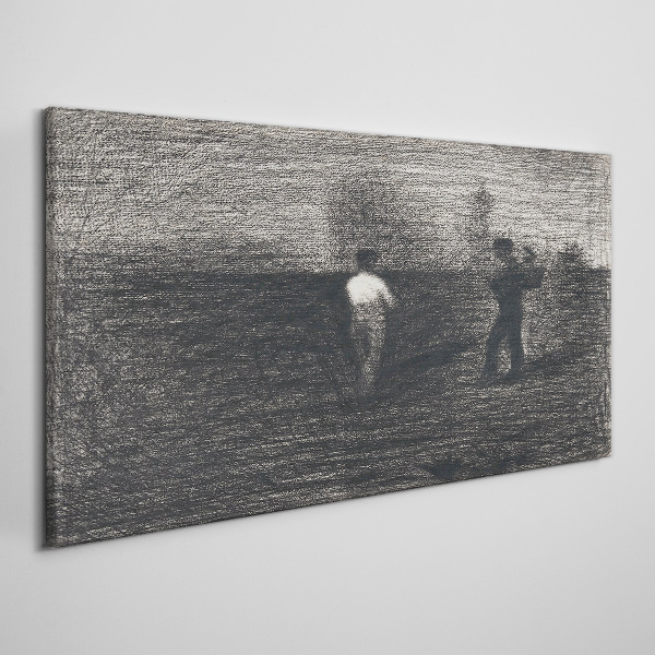 Misty figures against the landscape background Canvas print