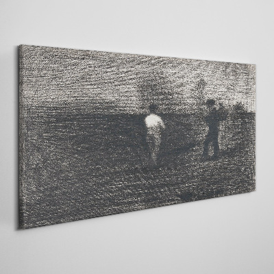 Misty figures against the landscape background Canvas print