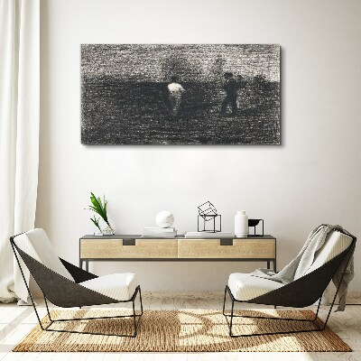 Misty figures against the landscape background Canvas print