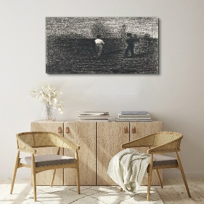 Misty figures against the landscape background Canvas print