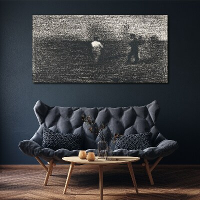 Misty figures against the landscape background Canvas print