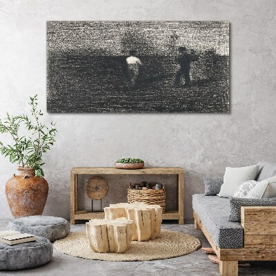 Misty figures against the landscape background Canvas print