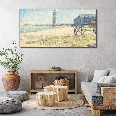 A lighthouse on the seashore Canvas print