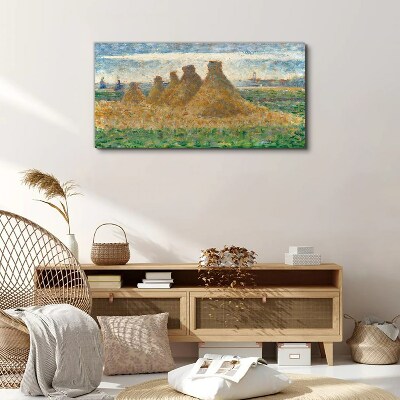 Golden haystacks Canvas print