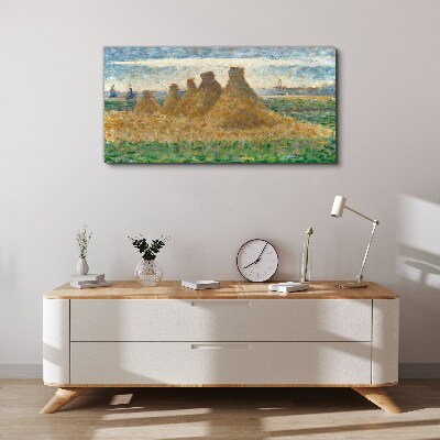 Golden haystacks Canvas print