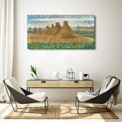 Golden haystacks Canvas print