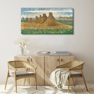 Golden haystacks Canvas print