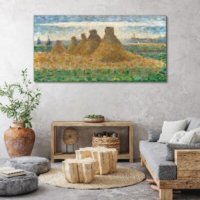 Golden haystacks Canvas print