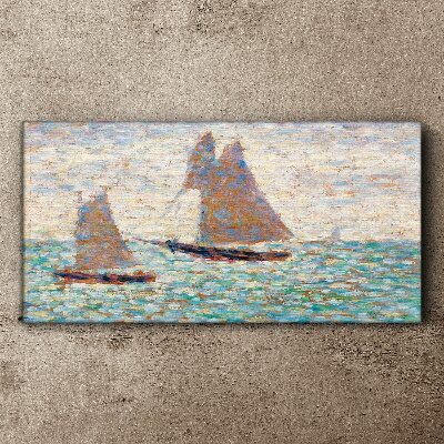 Two sailboats in grandcamp Canvas print