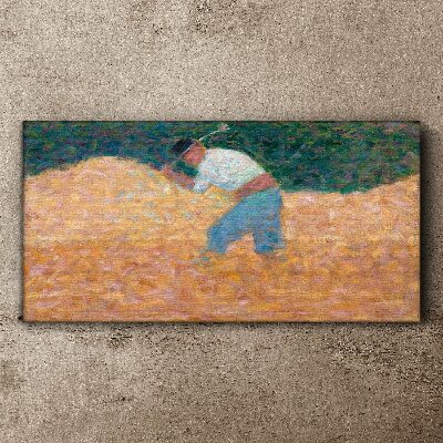 Farmer working in the field Canvas print
