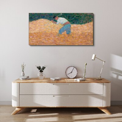 Farmer working in the field Canvas print