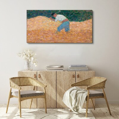 Farmer working in the field Canvas print