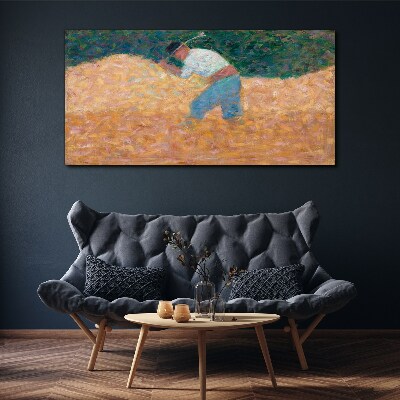 Farmer working in the field Canvas print