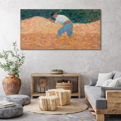 Farmer working in the field Canvas print