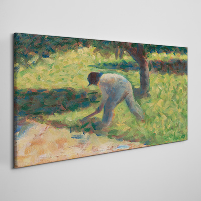Peasant with hoe seurat Canvas print