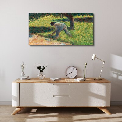 Peasant with hoe seurat Canvas print