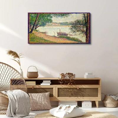 River landscape with a seurat Canvas print